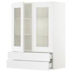 SEKTION / MAXIMERA Wall cabinet w glass door/2 drawers, white Enköping/white wood effect, 15x15x40 "