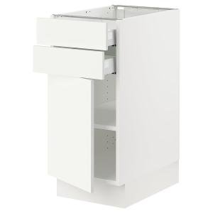 SEKTION Base cabinet w door/2 drawers, white/Vallstena white, 15x24x30 "