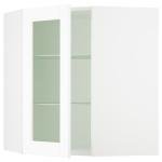 SEKTION Corner wall cab w shelves/glass dr, white Enköping/white wood effect, 26x15x30 "