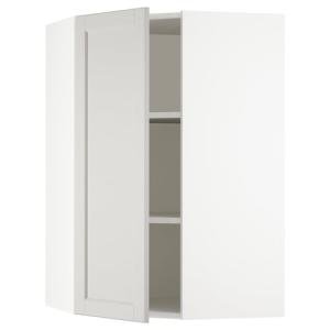 SEKTION Corner wall cabinet with shelves, white/Lerhyttan light gray, 26x15x40 "
