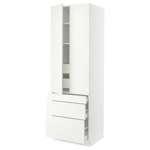 SEKTION High cab w 2 drs/3 fronts/5 drawers, white/Vallstena white, 30x24x90 "