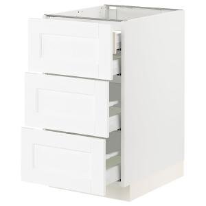 SEKTION / MAXIMERA Base cabinet w 3 fronts/4 drawers, white Enköping/white wood effect, 18x24x30 "
