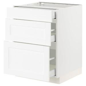 SEKTION / MAXIMERA Base cabinet with 3 drawers, white Enköping/white wood effect, 24x24x30 "