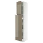 SEKTION / MAXIMERA Hc w p-o func 4drw/1dr/2shlv, white/Voxtorp high-gloss dark grey-brown, 18x24x90 "