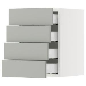 SEKTION / MAXIMERA Wall cabinet with 4 drawers, white/Havstorp light gray, 15x15x20 "