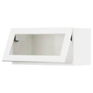 SEKTION Wall cab horizontal w glass door, white Enköping/white wood effect, 30x15x15 "