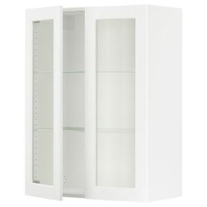 SEKTION Wall cabinet with 2 glass doors, white Enköping/white wood effect, 30x15x40 "